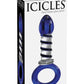 Icicles No 81 Textured Glass Juicer Anal Probe - Blue/Clear