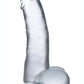 Jock C-Thru Realistic Dong with Balls - Clear - 8in