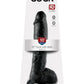 King Cock Dildo with Balls - Black - 10in
