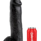 King Cock Dildo with Balls - Black - 12in