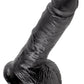 King Cock Dildo with Balls - Black - 8in