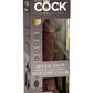 King Cock Elite Dual Density Vibrating Rechargeable Silicone with Remote Control Dildo - Chocolate - 7in