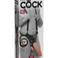 King Cock Hollow Strap-On Suspender System with Dildo - Black/Flesh/Vanilla - 12in