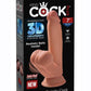 King Cock Plus Triple Density Dildo with Swinging Balls - Caramel - 7in