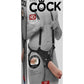King Cock Two Dildos One Hole Hollow Strap-On Suspender System - Black/Vanilla - 11in