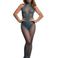 Le Desir Fishnet and Lace Bodystocking - Blue - One Size