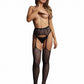 Le Desir Fishnet and Lace Garterbelt Stocking - Black - One Size