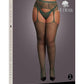 Le Desir Fishnet and Lace Garterbelt Stocking - Green - Queen