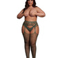 Le Desir Fishnet and Lace Garterbelt Stocking - Green - Queen