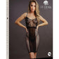 Le Desir Knee Length Lace and Fishnet Dress - Black - One Size
