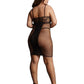 Le Desir Knee-Length Lace and Fishnet Dress