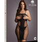 Le Desir Knee-Length Lace and Fishnet Dress - Black - Queen