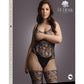 Le Desir Lace and Fishnet Bodystocking - Black - Queen