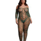 Le Desir Lace Long Sleeved Bodystocking - Green - Queen
