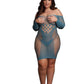 Le Desir Long Sleeved Net Mini Dress - Blue - Queen