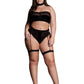 Le Desir Shade Ananke Xii Three Piece with Choker, Bandeau Top and Pantie with Garters - Black - Queen