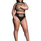 Le Desir Shade Helike Xlv Two Piece with Open Cups, Crop Top and Pantie - Black - Queen