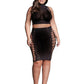 Le Desir Shade Kala Xxxvii Two Piece with Turtleneck, Crop Top and Skirt - Black - Queen