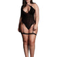 Le Desir Shade Metis Xvi Body with Garter and Crossed Neckline - Black - Queen