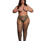 Le Desir Shredded Suspender Pantyhose - Green - Queen
