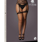 Le Desir Striped Fishnet Garterbelt - Black - Queen