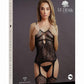 Le Desir Suspender Rhinestone Bodystocking - Black - One Size