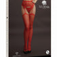 Le Desir Suspender Rhinestone Pantyhose - Red - One Size
