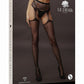 Le Desir Suspender Rhinestone Pantyhose - Black - One Size