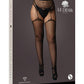Le Desir Suspender Rhinestone Pantyhose - Black - Queen