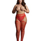 Le Desir Suspender Rhinestone Pantyhose - Red - Queen