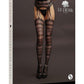Le Desir Suspender Striped Pantyhose - Black - One Size