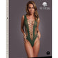 Le Desir V-Neck Teddy with Opaque Panels - Green - One Size