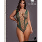 Le Desir V-Neck Teddy with Opaque Panels - Green - Queen