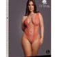Le Desir V-Neck Teddy with Opaque Panels - Queen - Sunset Glow - Orange/Red - Queen