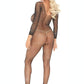 Leg Avenue Crystalized Seamless Fishnet Long Sleeved Bodysuit - Black - One Size