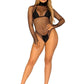 Leg Avenue Fishnet High Neck Long Sleeved Bodysuit with Snap Crotch