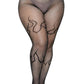 Leg Avenue Flame Net Tights - Black - Queen/XLarge/XXLarge