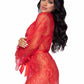 Leg Avenue Floral Lace Teddy with Adjustable Straps and Cheeky Thong Back Matching Lace Robe with Scalloped Trim and Satin Tie