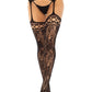 Leg Avenue French Rose Lace Backseam Stockings with Attached Garter Belt