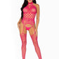 Leg Avenue High Neck Halter Hardcore Net and Lace Suspender Bodystocking