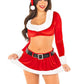 Leg Avenue Hoho Hottie Set Velvet Crop Top with Faux Fur Trim, Mini Skirt, Belt, and Santa Hat - Red/White - XLarge - 4 Piece