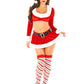 Leg Avenue Hoho Hottie Set Velvet Crop Top with Faux Fur Trim, Mini Skirt, Belt, and Santa Hat
