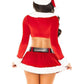 Leg Avenue Hoho Hottie Set Velvet Crop Top with Faux Fur Trim, Mini Skirt, Belt, and Santa Hat