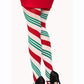Leg Avenue Holiday Ribbon Striped Tights - Green/Red - One Size