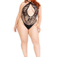 Leg Avenue Lace and Net Keyhole Crossover Halter Teddy - 1x/2x