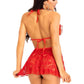 Leg Avenue Lace Flyaway Babydoll with Ruffle Peek-A-Boo Cups and Lace G-String - Red - Small - 2 Piece