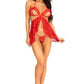 Leg Avenue Lace Flyaway Babydoll with Ruffle Peek-A-Boo Cups and Lace G-String