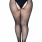 Leg Avenue Micro Net Strappy Waist Crotchless Tights - Black - Queen/XLarge/XXLarge