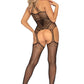 Leg Avenue Multi Net Suspender Bodystocking with Cross Over Straps - Black - One Size