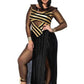 Leg Avenue Nile Queen Catsuit Dress with Jewel Collar Head - Black/Gold - Queen/XLarge/XXLarge - 3 Piece/Piece